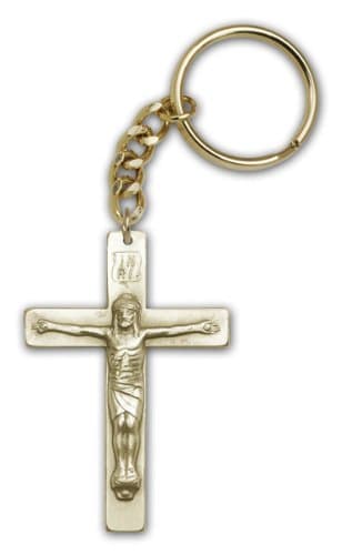 Antique Finish Gold Crucifix Keychain fully engravable