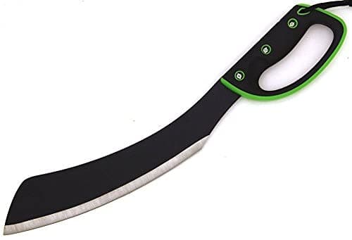 Snake Eye Tactical Full-Tang Machete – Heavy Duty Fixed Blade Survival Tool with Reinforced Nylon Sheath for Camping, Hunting, and Bushcraft (Black & Green)