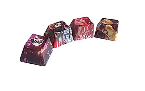 4 keycap Set, 5-Side Dye-subbed PBT Keycaps, R4 Keycaps, DIY OEM Keycaps for Gaming Mechanical Keyboard, Demon Slayer
