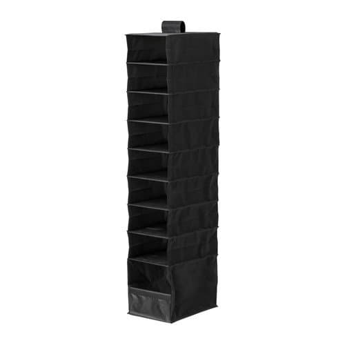 SKUBB 100% Polyester Black Hanging Shelves Storage with 9 Compartments (22x34x120 cm)