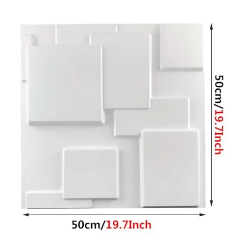HAILM 3D Wall Tiles 50X50cm Wall Paneling PVC Wall Cladding Panels Decorative Diamond Wall Covering White for Living Room, Bedroom, Bathroom, Interior Home Wall Decor,30pcs