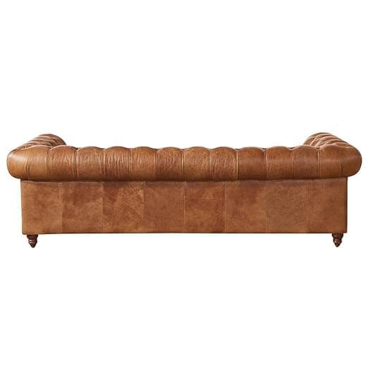 Sky Rise Decor Modern Classic 5 Seater Sofa Couch Fabric & Leatherate 3+1+1Footrest Tufted Chesterfield Sofa Living Room and Office (Brown latharate)