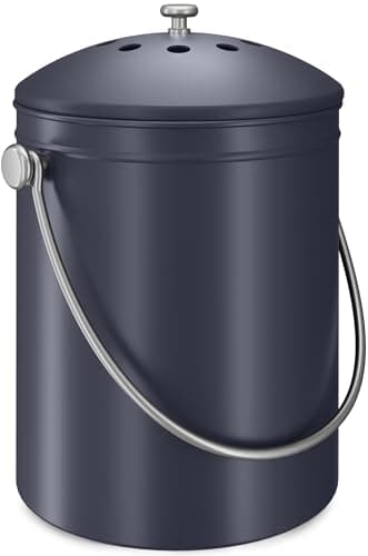Utopia Kitchen Compost Bin for Kitchen Countertop, 1.3 Gallon Compost Bucket for Kitchen with Lid, Includes 1 Spare Charcoal Filter (Grey)