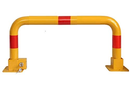 Rocwing - Heavy Duty Fold Down Metal Bollard for Security Driveway Parking (Wide Soccer Yellow)