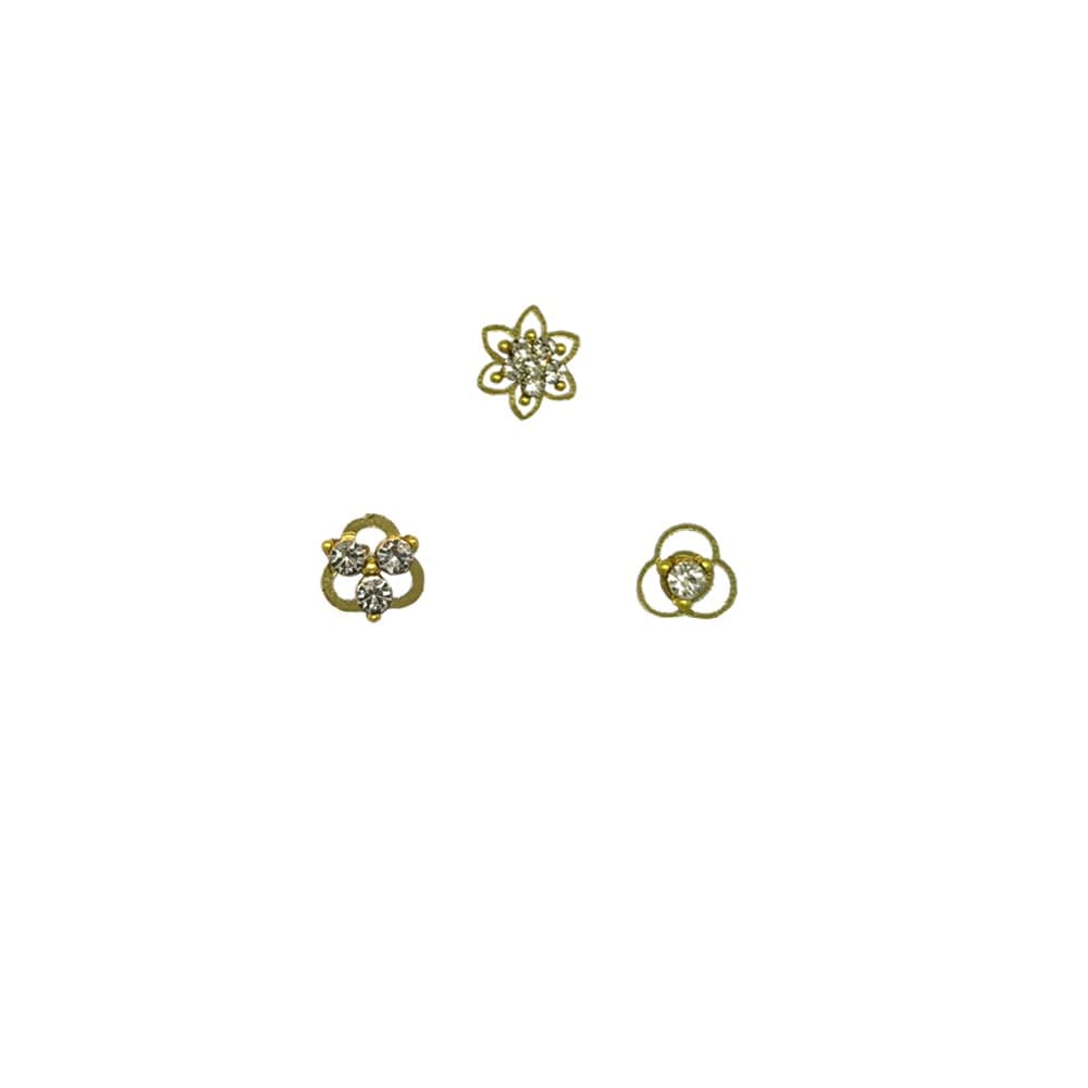 Comet Busters Handcrafted Gold Finish Nose Studs Stick Ons Self Adhesive Non Piercing Nose Studs (Nosestud015)