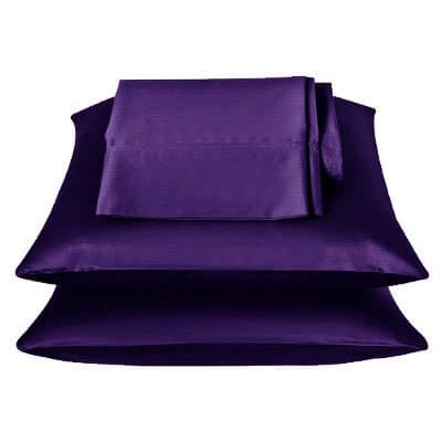 2 Pieces of 350TC Solid Color Soft Silky Satin Pillow Cases/Protector/Cover (Queen/Full, Purple)