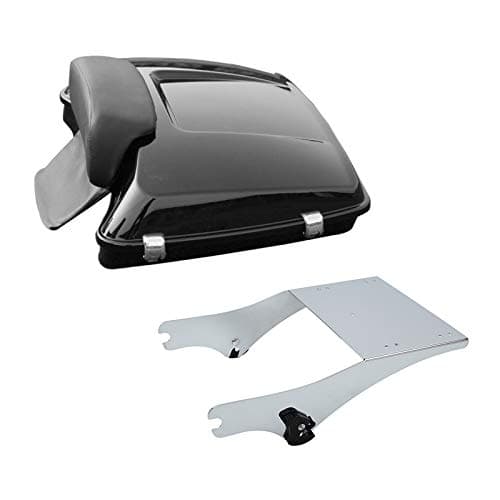 Motorcycle Luggage Racks, Motorcycle Pack 5.5" Razor Pack Trunk W/Backrest Pad 2 Up Trunk Mounting Rack Fit for Harley Street Glide Street Electra Glide Road King 97-08 Black