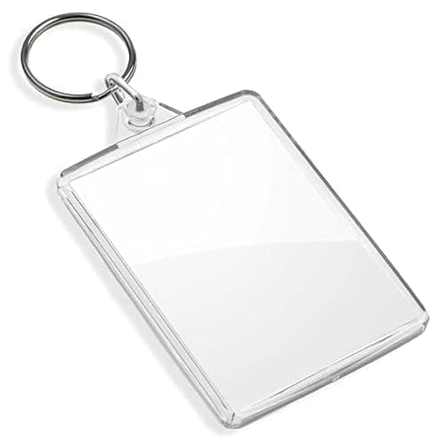 DSL Blank Photo Insert Keychains (10 Pack) - 50x35mm - Translucent Clear Acrylic Key Rings for Double - Sided Photos - Small Picture Frames for Family, Friends, Gifts & Craft