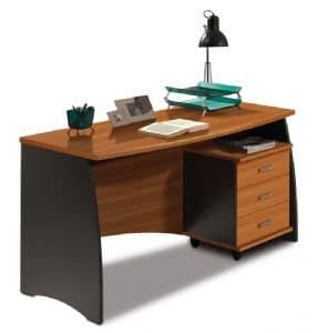 Stillo Nut Brown and Office Grey Desk With Drawers