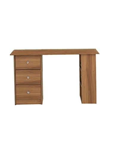 YAKOE Computer Desk 3 Drawer + 3 Shelves Walnut Pc Home Office Study Workstation, Wood, Oak