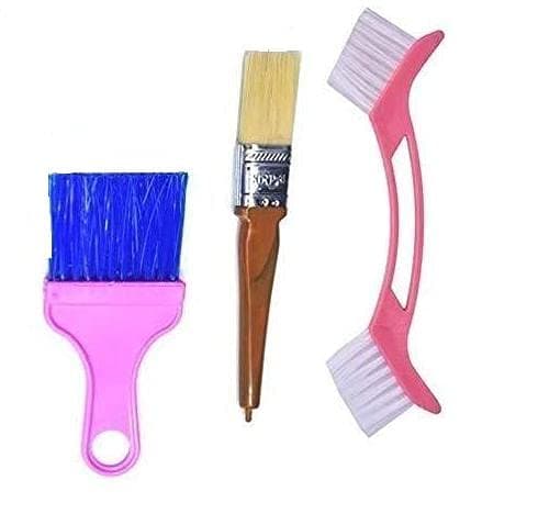 Jayadurga Enterprises Multi Purpose Cleaning Brush - Set of 3 (Multi Colour)