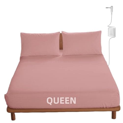 OKOHEY Grounding Fitted Sheets with 15ft Earthing Cord, Queen Size, 90% Organic Cotton + 10% Silver Fiber, Soft & Breathable Grounded Sheet for Better Sleep and Enhanced Wellness, Pink