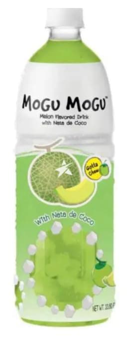 Mogu Mogu Fruit Juice Drinks with Nata De Coco 1L Bottle HALAL - Melon Flavour Drink