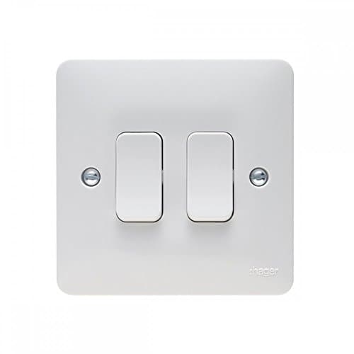 Hager - 10AX 2 Gang 2 Way Wall Switch - Sollysta Range
