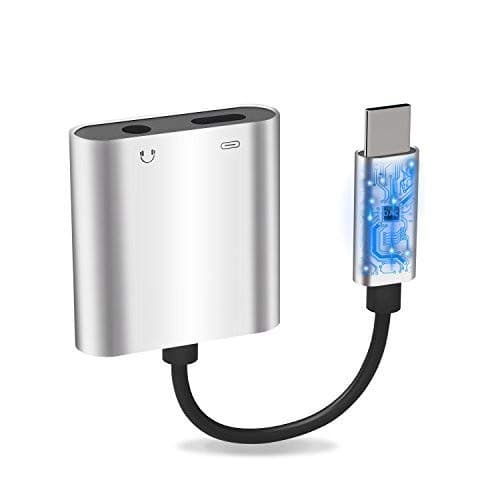 USB C Aux Charging Adapter, XIIVIO 2 in 1 Type C to 3.5mm Audio Headphone Splitter Cable and USB C Fast Charger Converter with DAC & PD Chip/Hi-Res Compatible for Pixel 2 3 XL/HTC/Huawei/Essential