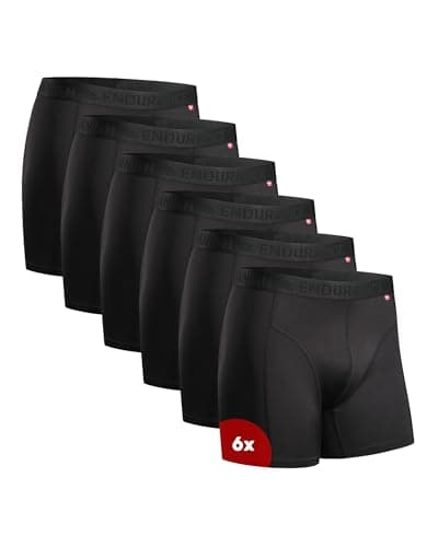 DANISH ENDURANCE Men's Performance Boxer Briefs (6-Pack) – Moisture-Wicking, Quick-Dry Comfort with Extra-Long Fit