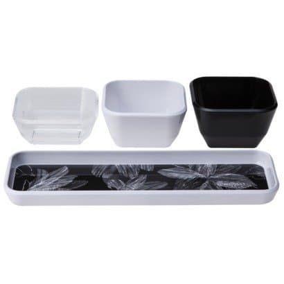 Room Essentials 4 Piece Dip Bowl with Tray - White/Black