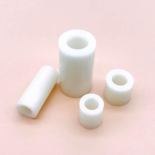 25pcs Inner Diameter ID 3 4 5 6 8mm Black White Nylon ABS Round No Thread Standoff Spacer Washer Column for M3-M8 Screw Bolt - (Dimensions: M8 ID8.2mm OD14mm, Color: White, Length: 15mm)