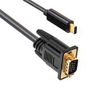 USB-C to VGA Cable Thunderbolt 3 Type C to VGA, Amazbox 1.8m Thunderbolt 3 to VGA Converter Adpter for MacBook Google Chromebook Pixel, XPS 13 15 etc(Type C to VGA, Black)