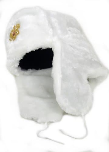 Authentic Russian Military White Ushanka Hat Soviet Imperial Eagle Badge