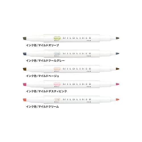 Zebra WKT7-5C-NTC Line Marker, Thick and Thin, Water-Based Pigment, Mild Liner, 5 Colors