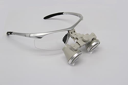 Ymarda Optics CH2.5X Dental loupes with Nice Looking for Beginner (2.5X Magnifier with Different Working Distances) (R (360-460mm) with Silver Frame)