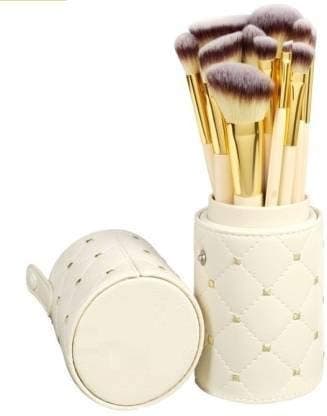 MACPLUS Soft Bristles Makeup Brushes - Brown, Pack of 12
