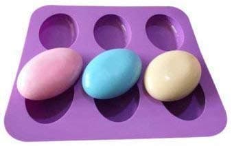 Silicone 6 Cavity Non Stick Egg Shape Soap Cake Chocolate Candy Muffin Bakeware Mould 6 Slot Round Shape Silicone Mold Tray (Multicolor), 12 x 12 x 6 Centimeters