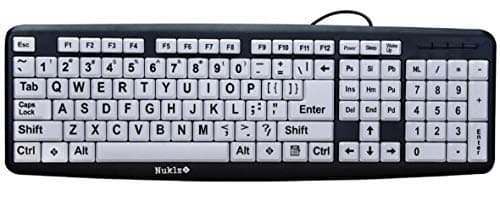 Large Print Computer Keyboard | Visually Impaired Keyboard | High Contrast Black and White Keys Makes Typing Easy | Perfect for Seniors and Those Just Learning to Type