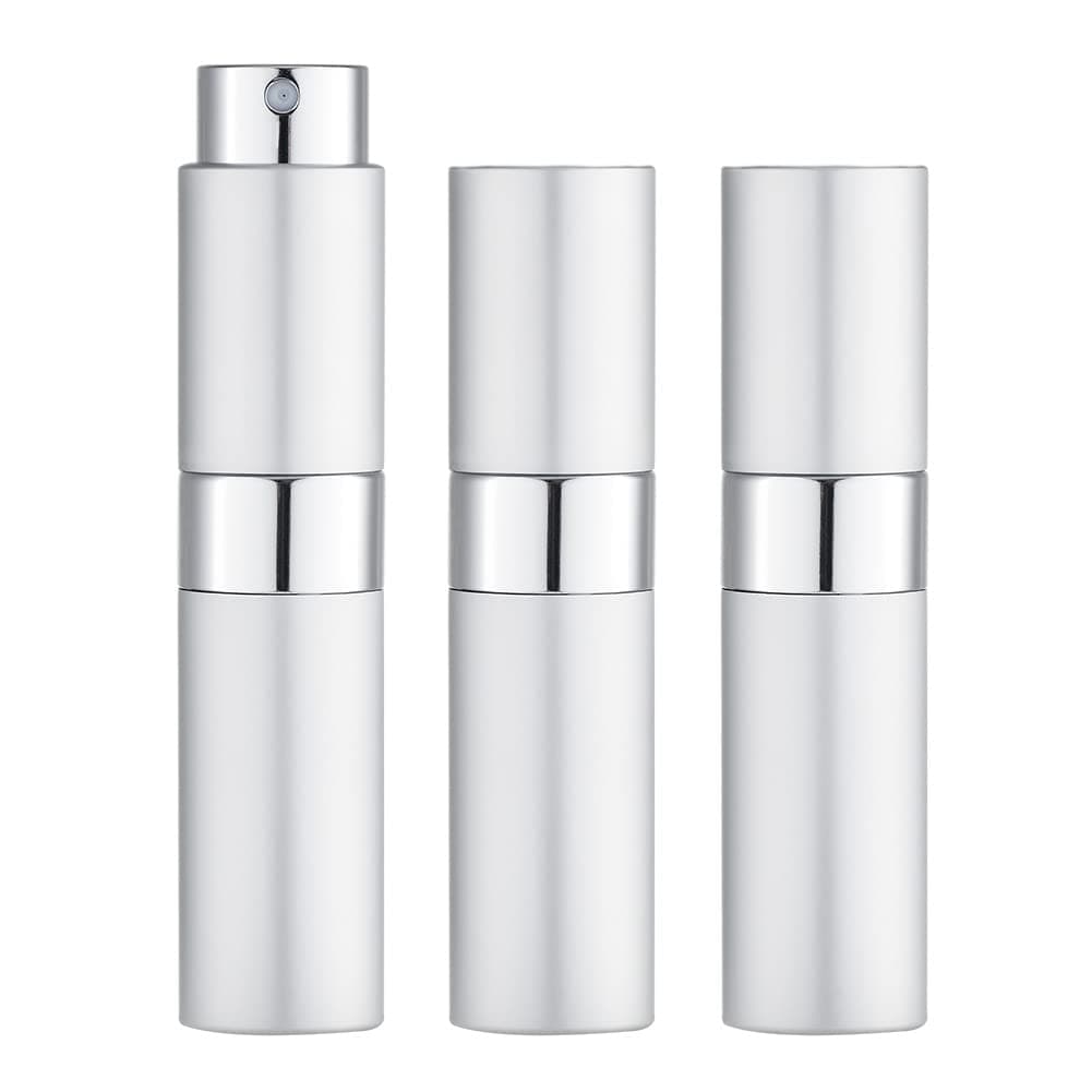 LISAPACK 8ML Atomizer Perfume Spray Bottle for Travel (3 PCS) Empty Cologne Dispenser, Portable Sprayer (Silver)