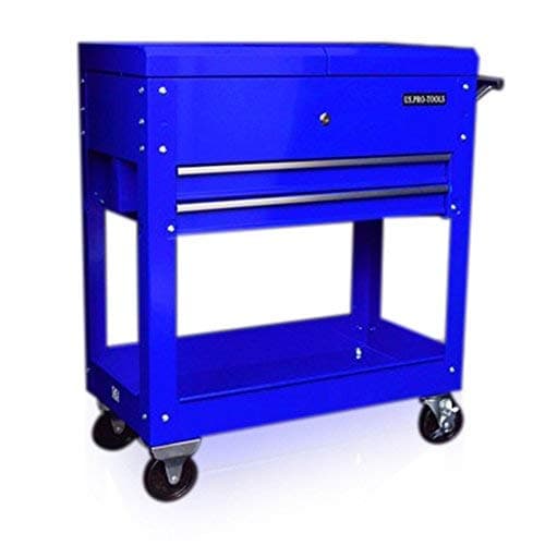US PRO TOOLS BLUE STEEL MECHANICS TOOL LOCKABLE CART TOOL TROLLEY TOOL CABINET WORKSTAION LOCKABLE MOBILE TOOL BOX OPENING TOP