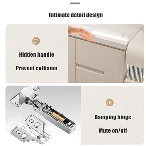 Bathroom Vanity with Sink - Floating Bathroom Vanity Contains LED Smart Defog Mirror Cabinet | Solid Wood Bathroom Vanity | Wall Mounted Installation (48")