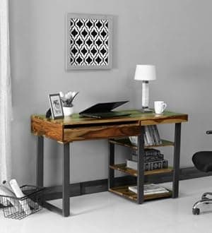 HOMERANGE Study Table for Students Laptop Office Desk Workstation Writing Tables for Study Room Home Wooden Finish Furniture for Study Room (Rustic Teak Finish)