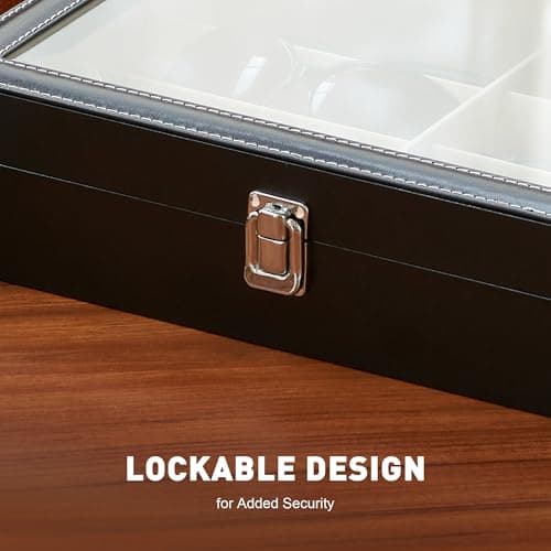 CO-Z Leather Box Eyeglasses Eyewear Organizer Display Storage Case – 8 Compartments (8 Compartments)