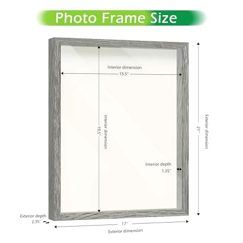 FrameWorks Driftwood Shadow Box Frame 16" x 20" Soft Felt Backing Tempered Glass Includes Elegant White Ball Push Pins