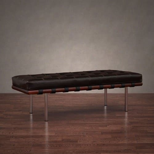 Andalucia Leather/ Walnut Wood 50" Bench