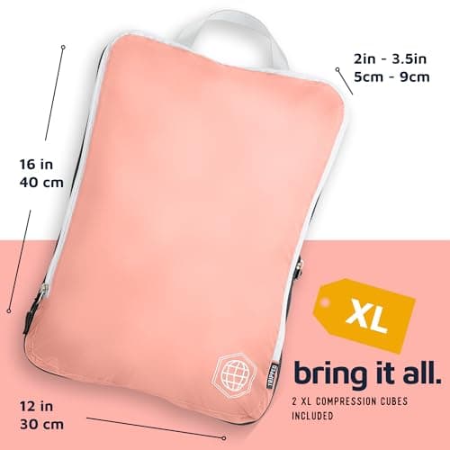 Large Packing Cubes for Travel-Extra Large Compression Packing Cube Luggage Organizers 7 Piece Set-Ultralight, Expandable/Compression Bags for Clothes by TRIPPED Travel Gear (Dusty Rose)