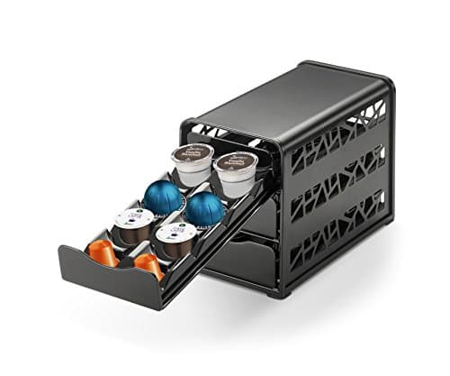 Java Concepts - 3-Tier Drawer for Keurig, iCoffee, Nespresso, Verismo. Fits in Cabinet or Countertop. Black. 24 ct
