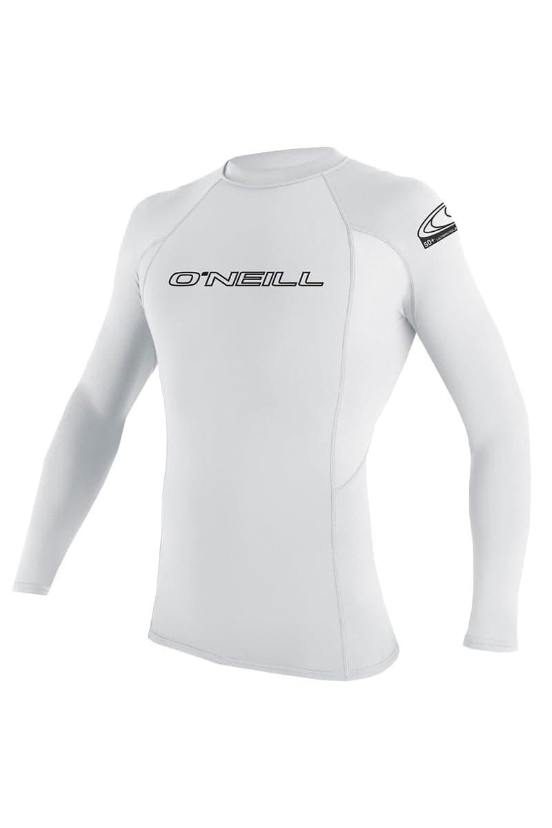 Youth Basic Skins Long Sleeve Rashguard, UPF 50+ Sun and Rash Protection for Surfing and All Outdoor Activities, White, 8