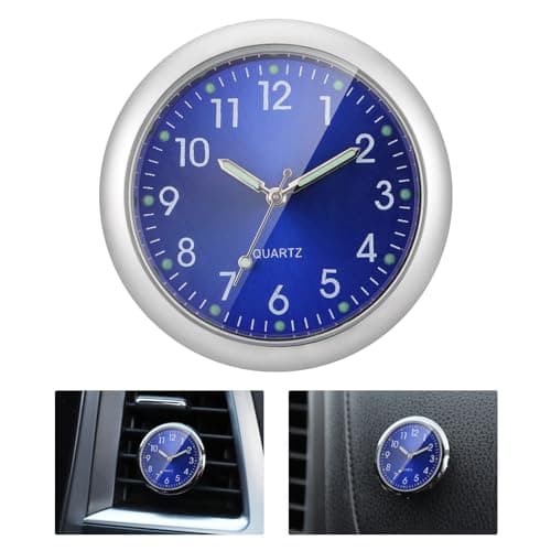 JIZZU Car Clocks for Dashboard,Mini Tiny Small Car Vent Clocks Watch for Dashboard Car Clock, Car Boat Time Air Vent Stick-On Clock Watch for Car Decoration, Universal and Luminous (Blue)