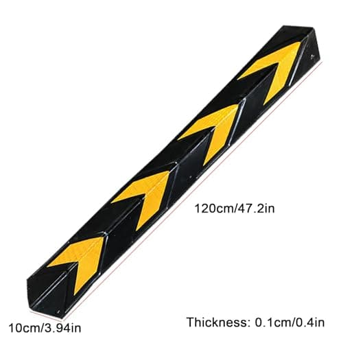 Reflective Rubber Wall Corner Guards with Yellow Stripe Parking Stopper Corner Guards, for Garage, Parking Lot, Warehouse, Office(120cm/47.2in)