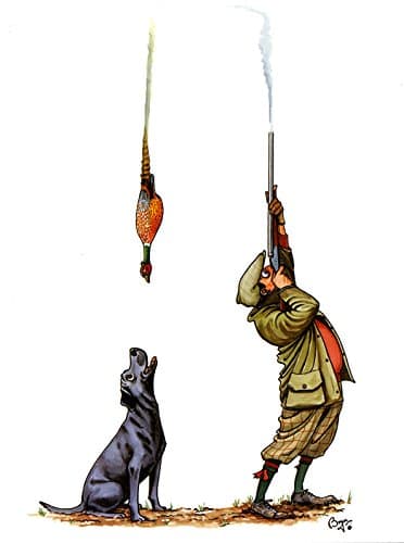 Bryn Parry Shooting greeting card featuring man and labrador. Teamwork Blank on the inside for any occasion.