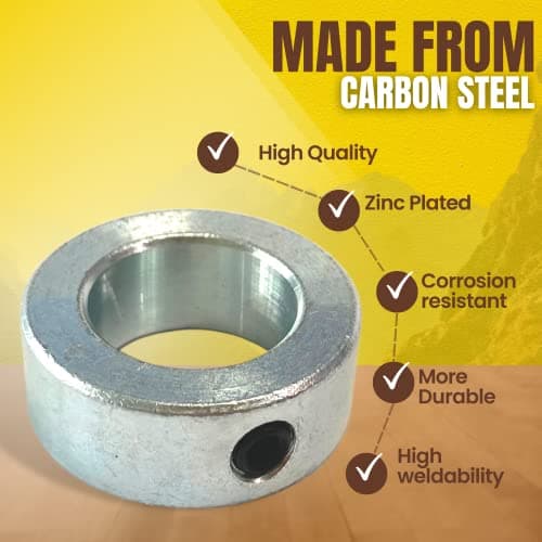 (4-Pack) 1” Bore Solid Steel Shaft Collars with Zinc Plated Coating - Durable Shaft Collars Suitable for Machinery and Industrial Use