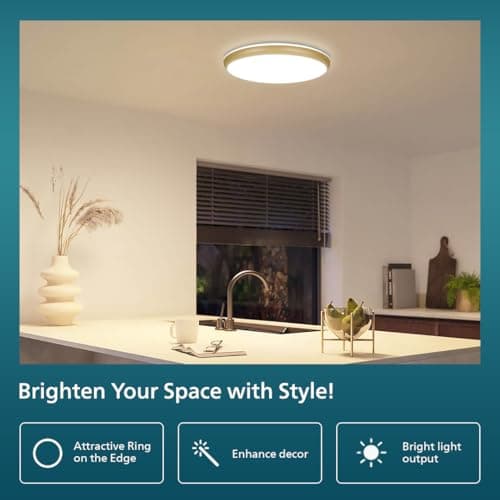 Philips 24W LED Surface Ceiling Light | Decorative IP44 WaterProof Saturn Gold Ceiling Light for Home| Crystal White, Pack of 2