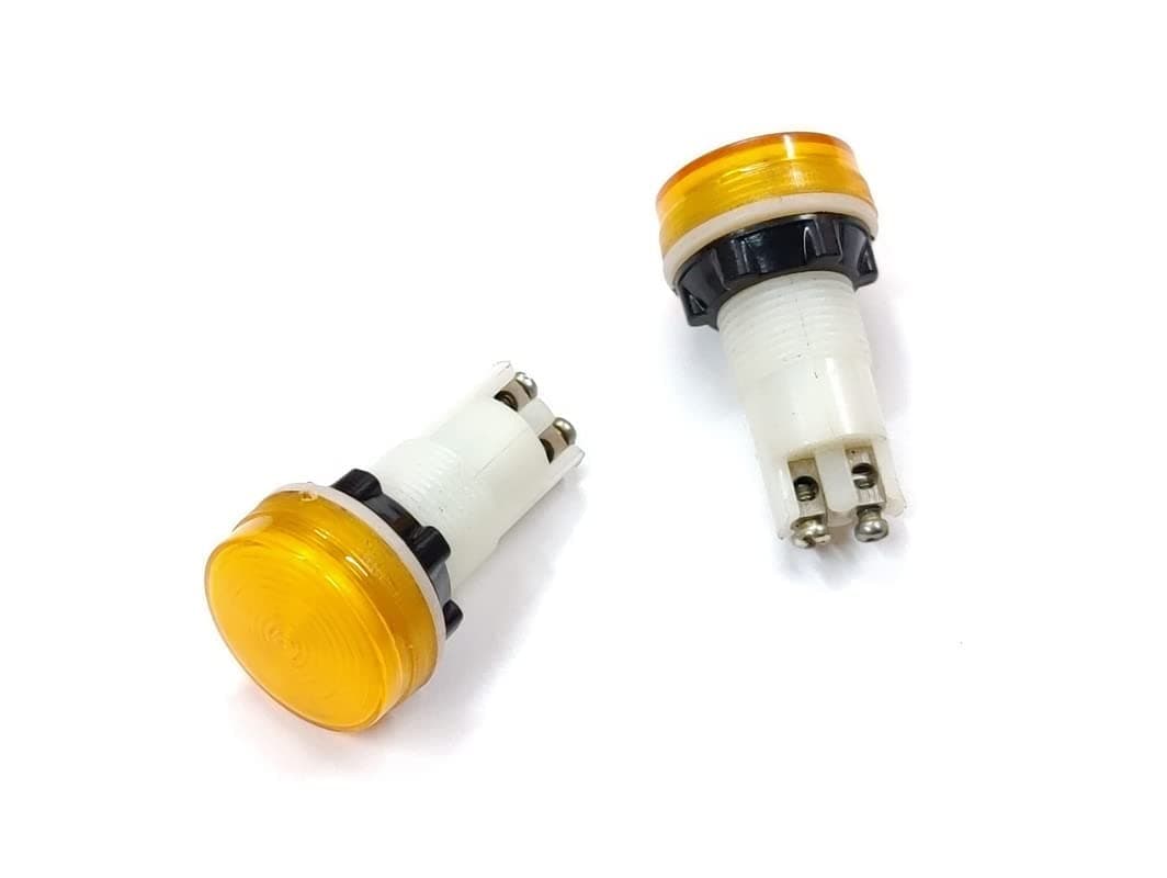 ERH India 2 Pcs Yellow Color Neon Light Bulb Panel Indicator Lamp 220v-240v AC for Industrial Control Systems, Electrical Panels, Automotive Applications etc.