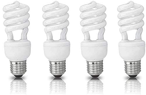 Circle (4 Pack) 23 Watt - 100 Watt CFL Cool White Light Bulb, CFL 4100K, Spiral Medium Base, CFL 100W Equivalent Light Bulbs, UL Listed, Cool White, 4 Count.
