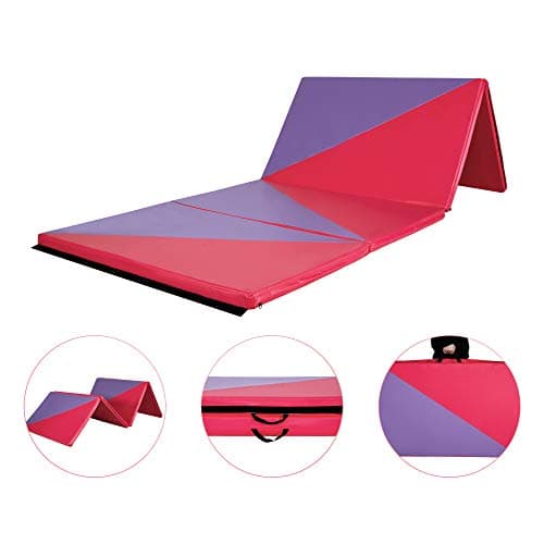 Homevibes 4' x 8' x 2" Gymnastics Mat Thick Folding Panel Tumbling Mat Gym Exercise Aerobics Mat with Handle Compatibility with Yoga Stretching Cheerlanding Martial Arts
