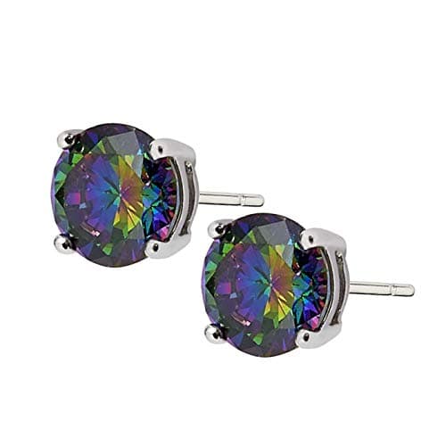 925 Sterling Silver Mystic Fire Cz Stud Earrings