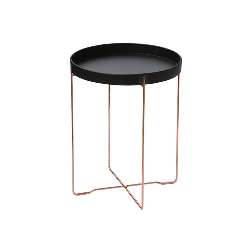 ZHAOYONGLI Tables,End Tables,Side Table Side Table with Tray Deco Table Foldable Removable Serving Tray Metal (Color : Black, Size : 380480mm)