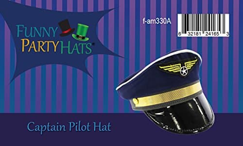 Captain Pilot Hat - Captain Pilot Hat In Dark Blue With Golden Emblem For Costume